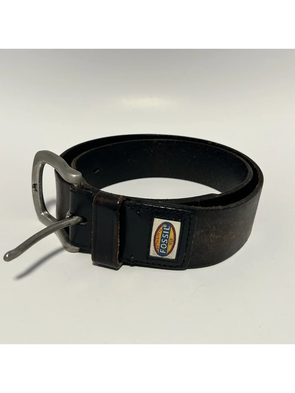 Authentic Vintage Fossil Genuine Leather Dark Brown Belt Size 34/85